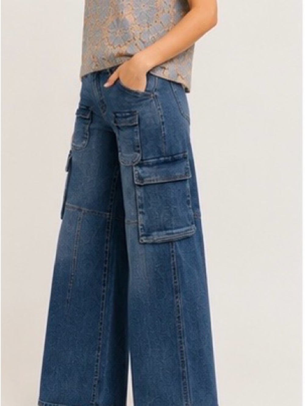 KUT from the Kloth Jodi Fab Ab Wide Leg Cargo Jeans | High Rise | Size 0 - Picture 1 of 11